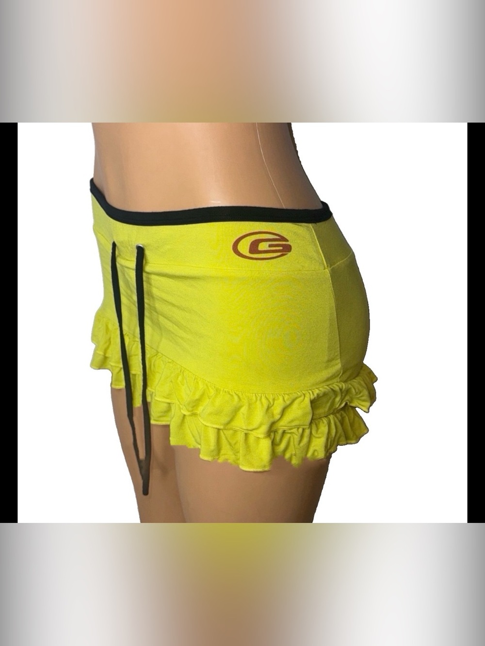 Yellow Ruffled Women's Shorts with Drawstring